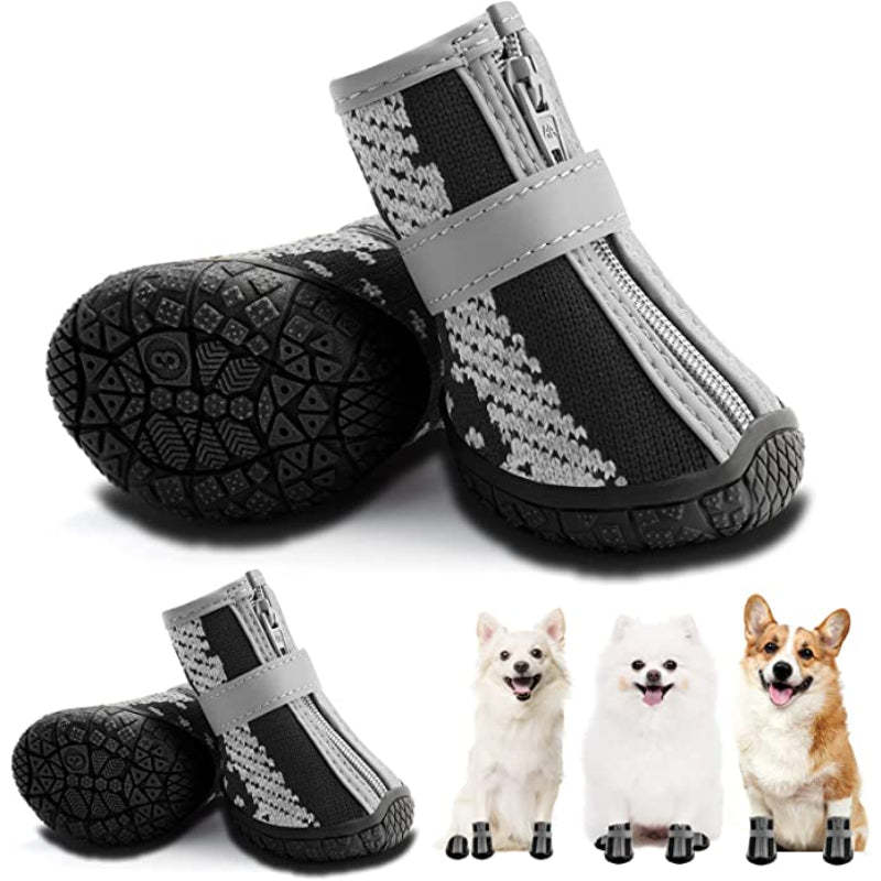 Dog Shoes For Small Dogs Boots, Breathable Dog Booties Paw Protector For Hot Pavement Winter Snow Hiking Booties 4pcs-Paw Print Pad