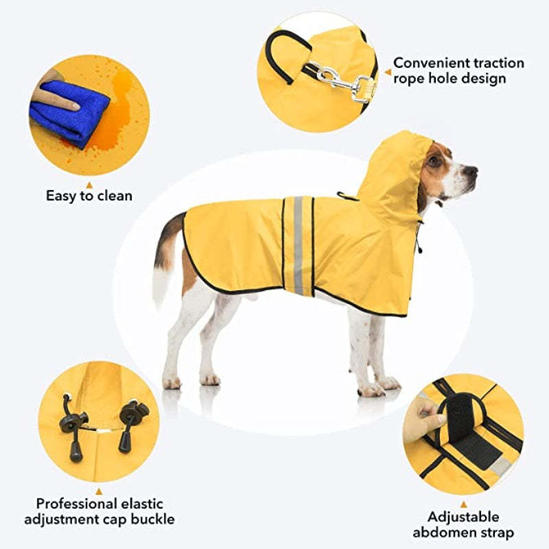 Rain Coat For Small Dogs Waterproof Adjustable Pet Raincoat Jacket-Paw Print Pad
