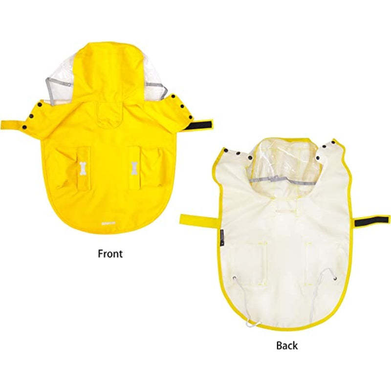 Waterproof Dog Raincoat, Adjustable Reflective Lightweight Pet Rain Clothes With Poncho Hood (Yellow, X-Small)-Paw Print Pad