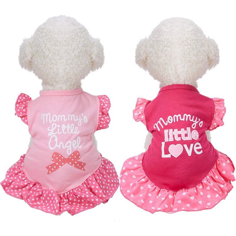 2 Pieces Dog Dresses For Small Dogs And Cats-Paw Print Pad