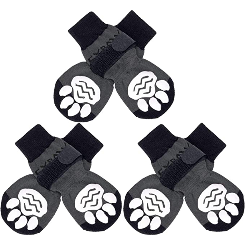 Double Side Anti-Slip Dog Sock With Adjustable Straps-Paw Print Pad