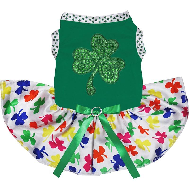 Sequins Clover Puppy Dog Dress-Paw Print Pad