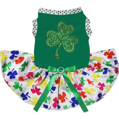 Sequins Clover Puppy Dog Dress-Paw Print Pad