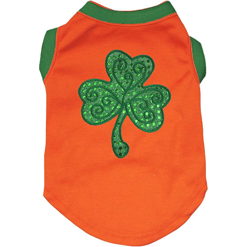 Green Sequins Clover Puppy Dog Shirt-Paw Print Pad