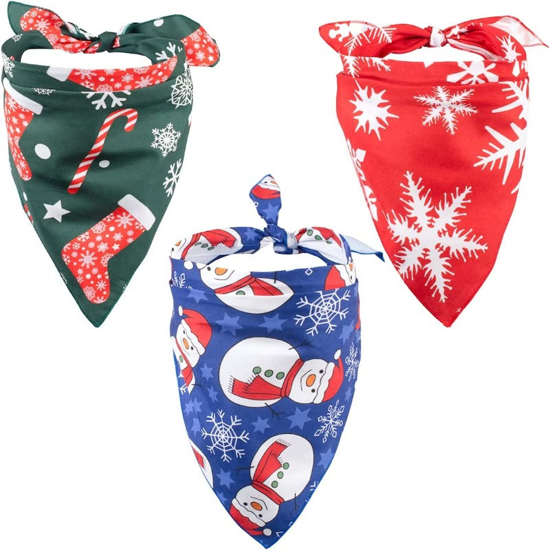 St. Patrick's Day Dog Bandanas 3-Pack Lucky Shamrock Clover Bandanna-Paw Print Pad