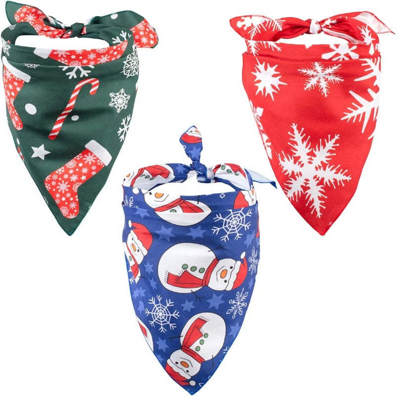 St. Patrick's Day Dog Bandanas 3-Pack Lucky Shamrock Clover Bandanna-Paw Print Pad