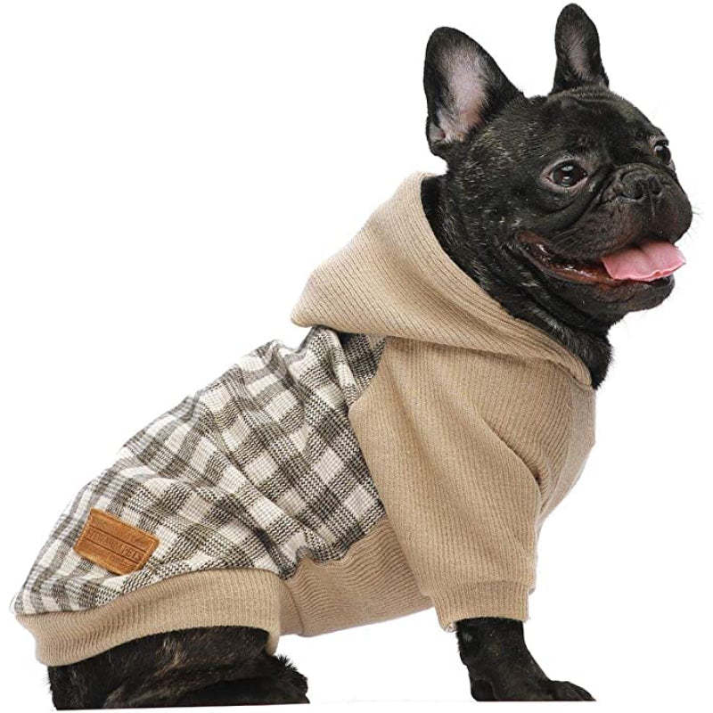 Knitted Pet Clothes Dog Sweater Hoodie Sweatshirts Pullover Cat Jackets White Small-Paw Print Pad
