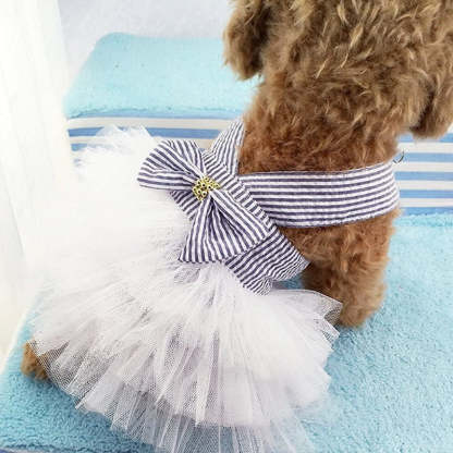 Pet Dog Clothes, Striped Mesh Puppy Dog Princess Dresses