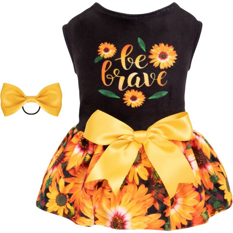 Dog Velvet Dress For Small Dogs Girl Puppy Dresses Clover Dog Clothes-Paw Print Pad