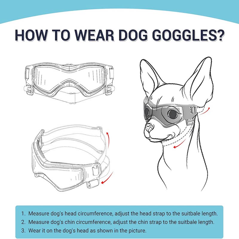 Dog Goggles Small Breed, UV Protection Dog Sunglasses For Medium Breed Dog Goggles For Medium Dog, Black-Paw Print Pad