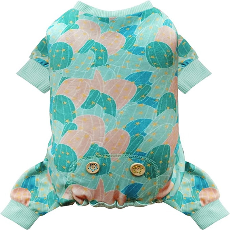 Dog Pajama Soft Material Stretchable Diamond Dogs Pajamas Onesie Pet Pjs Dogs Apparel for Small Dogs-Paw Print Pad