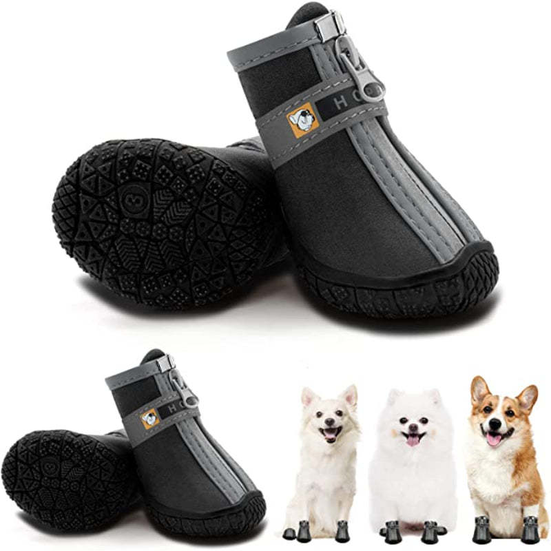 Dog Shoes For Small Dogs Boots, Breathable Dog Booties Paw Protector For Hot Pavement Winter Snow Hiking Booties 4pcs-Paw Print Pad