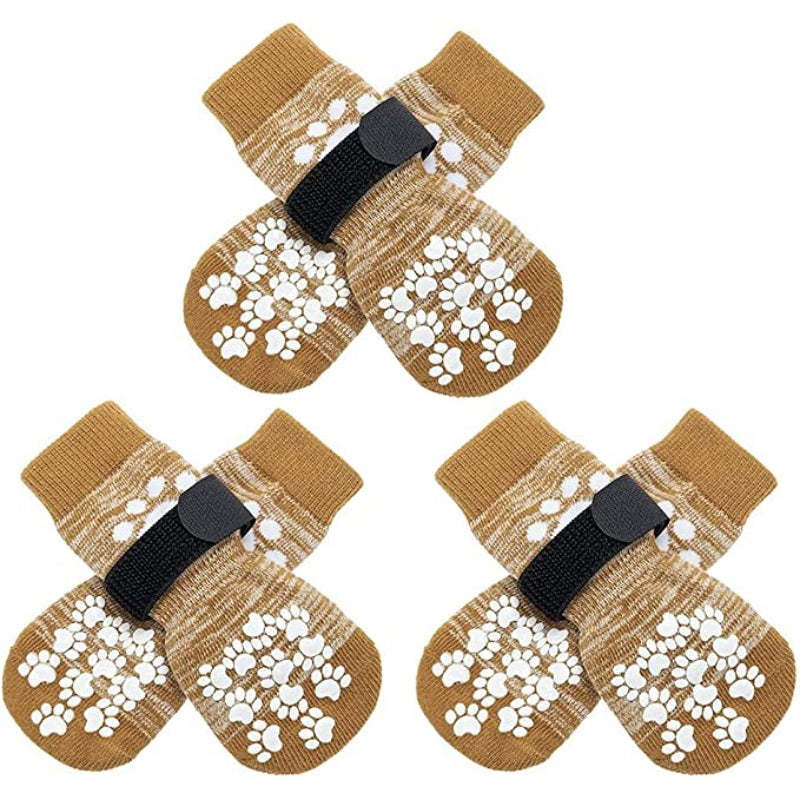 Double Side Anti-Slip Dog Socks With Adjustable Straps-Paw Print Pad