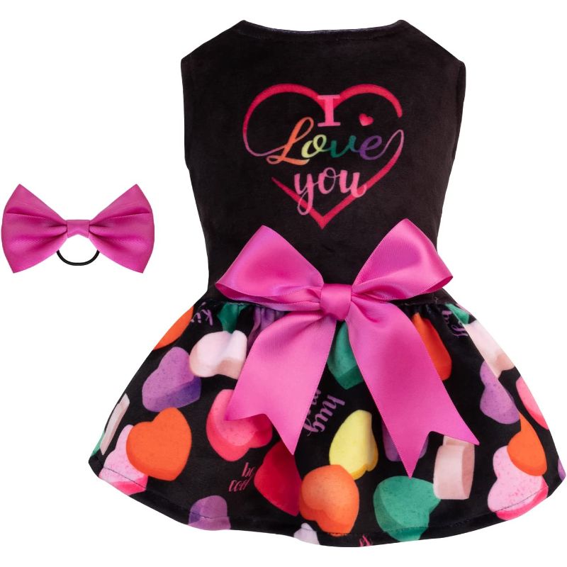 Dog Velvet Dress For Small Dogs Girl Puppy Dresses Clover Dog Clothes-Paw Print Pad