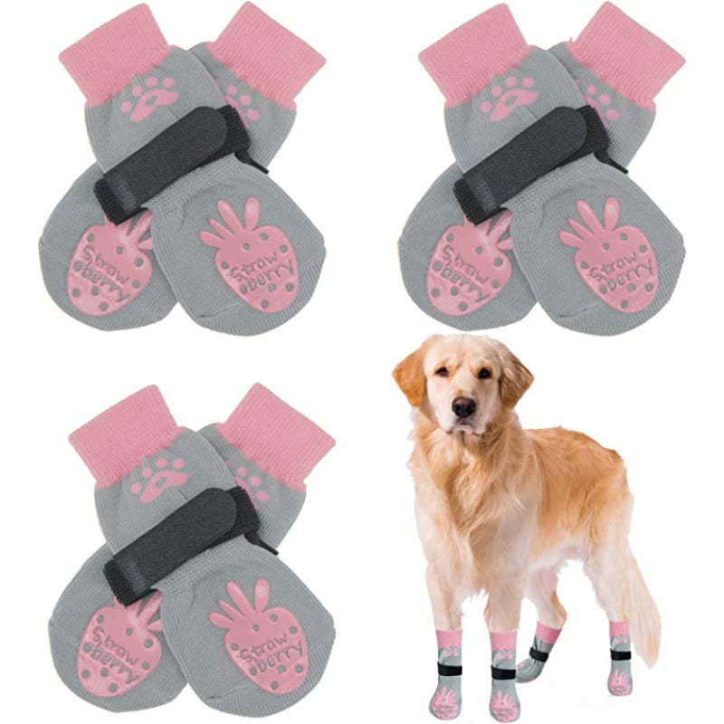Anti Slip Paw Protectors Socks With Elastic Adjustable-Paw Print Pad