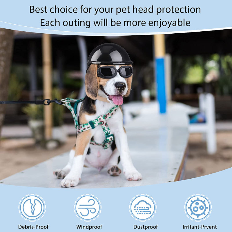 Small Dog Helmet Goggles UV Protection Doggy Sunglasses-Paw Print Pad