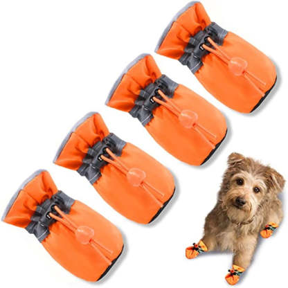 Dog Boots & Paw Protector, Anti-Slip Sole Winter Snow Dog Booties-Paw Print Pad