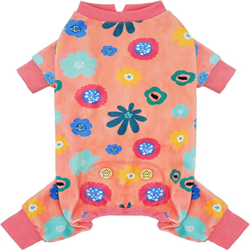 Pajama Soft Material Stretchable Diamond Dogs Pajamas Onesie Pet Pjs Dogs Apparel for Small Dogs-Paw Print Pad