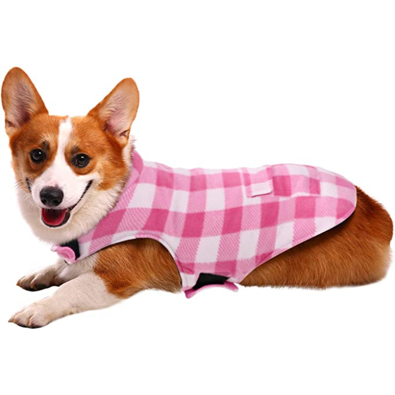 Dog Winter Coat, Dog Fleece Jacket Plaid Reversible Dog Vest Waterproof Windproof Cold Weather Dog Clothes Pet Apparel For Dogs-Paw Print Pad