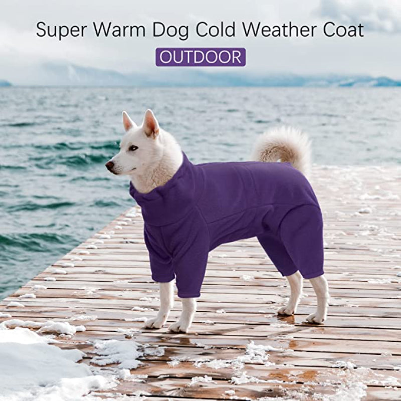 Dog Winter Coat Soft Fleece Pullover Pajamas, Pet Outfit Clothes-Paw Print Pad