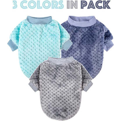 Dog Sweaters for Small Dogs, 3pc Warm Fur Soft Pet Clothes For Puppy-Paw Print Pad