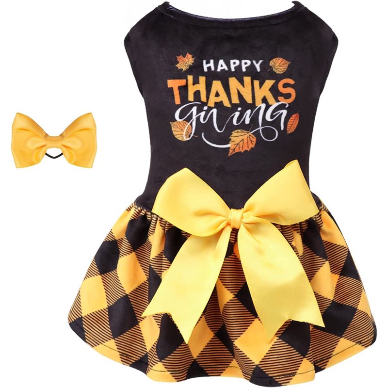 Dog Velvet Dress For Small Dogs Girl Puppy Dresses Clover Dog Clothes-Paw Print Pad