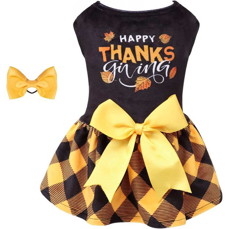 Dog Velvet Dress For Small Dogs Girl Puppy Dresses Clover Dog Clothes-Paw Print Pad