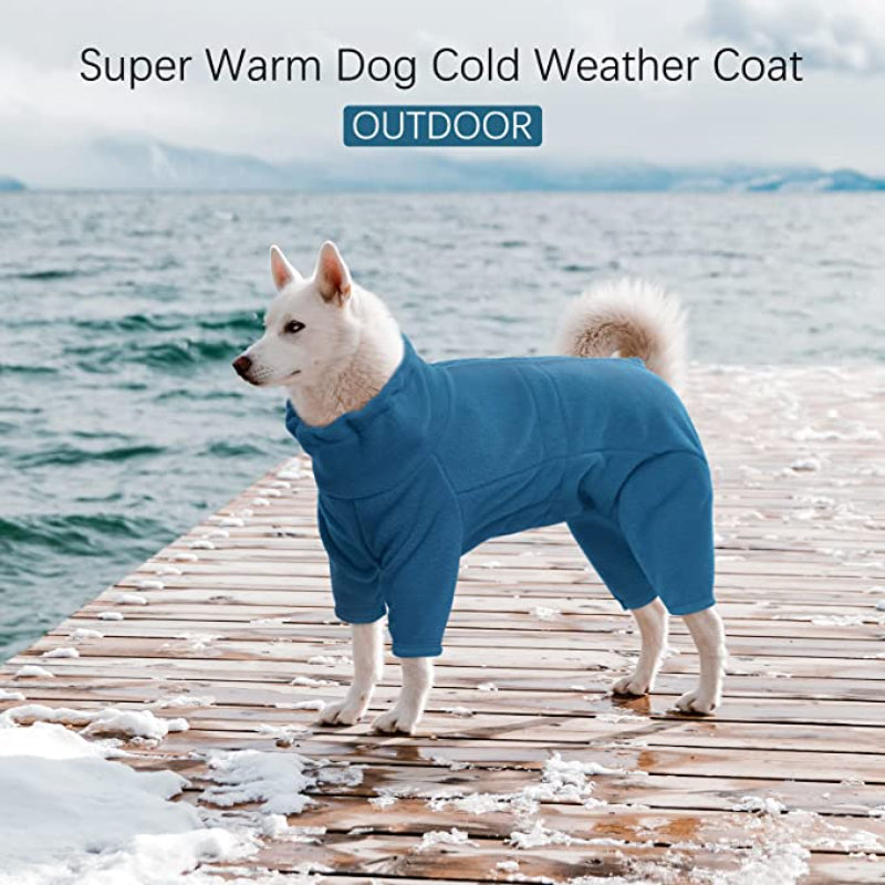 Dog Winter Coat Soft Fleece Pullover Pajamas, Pet Outfit Clothes-Paw Print Pad