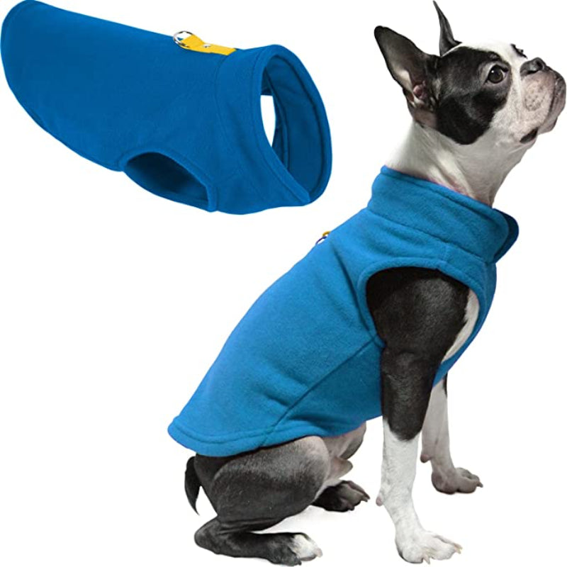 Fleece Vest Dog Sweater Warm Pullover Fleece Dog Jacket-Paw Print Pad