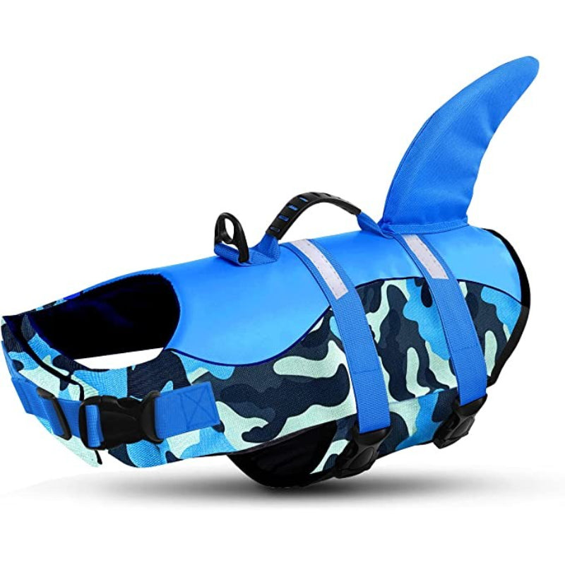 Dog Life Jacket Ripstop Shark Dog Safety Vest Adjustable Vest-Paw Print Pad