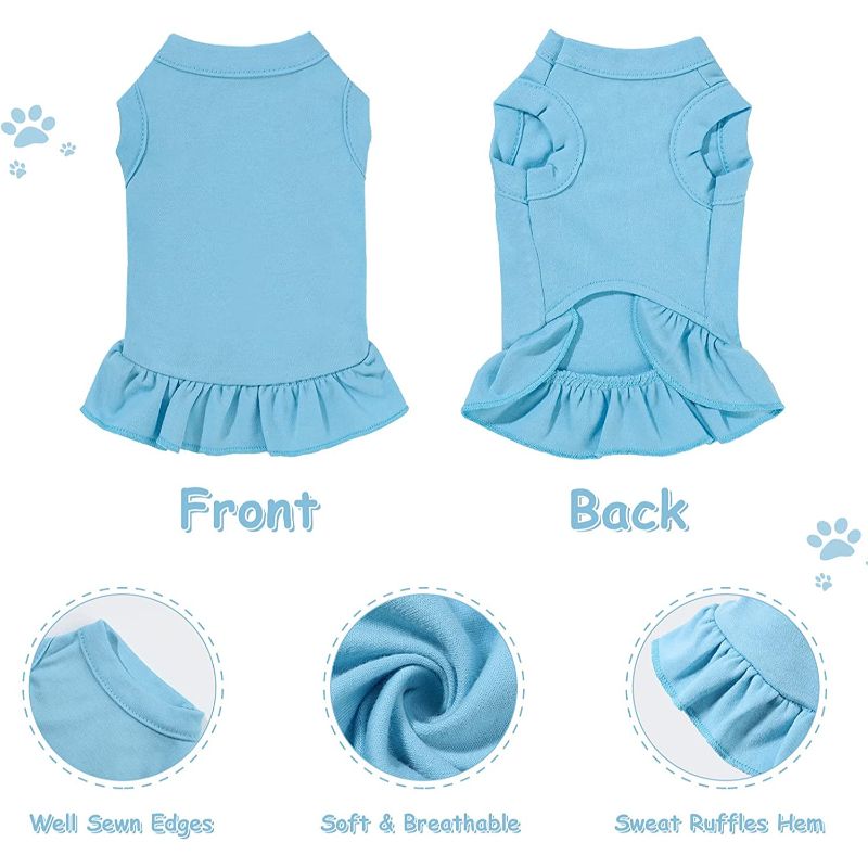 6 Pieces Dog Dresses Dog Shirt Skirt Dog Sleeveless Dress Breathable Pet Shirts with Ruffles Dog Sundress Dog Outfits for Dogs and Cats-Paw Print Pad