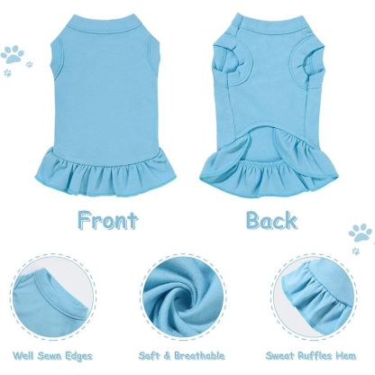 6 Pieces Dog Dresses Dog Shirt Skirt Dog Sleeveless Dress Breathable Pet Shirts with Ruffles Dog Sundress Dog Outfits for Dogs and Cats-Paw Print Pad