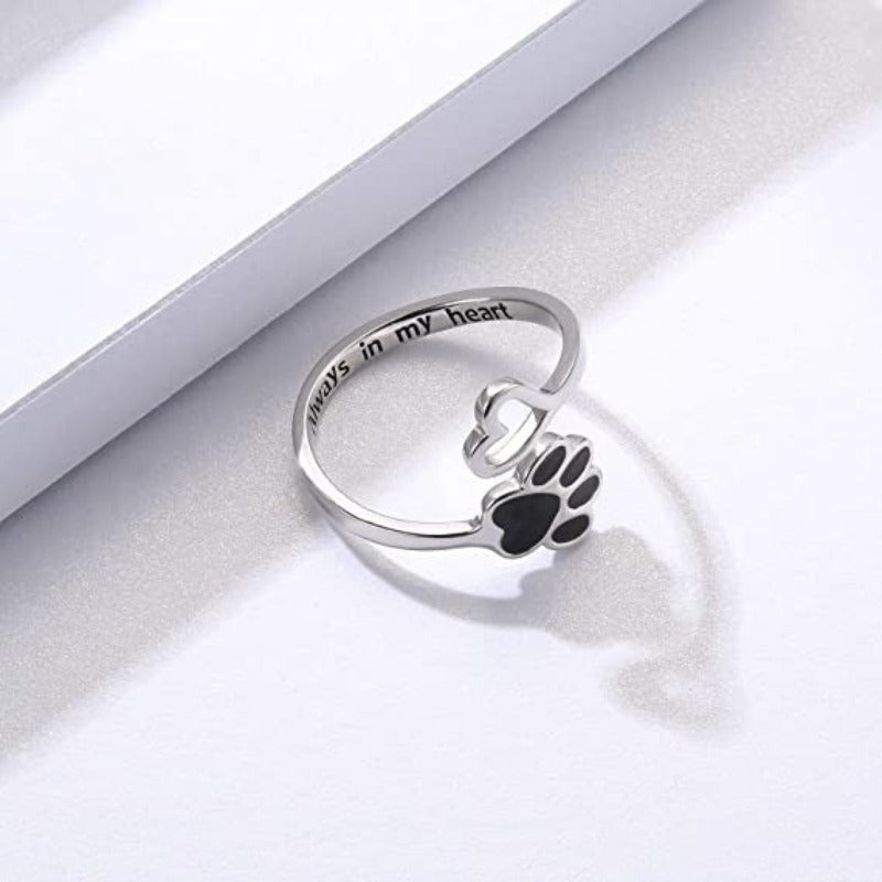 Puppy Paw Print Ring Heart Shaped Jewellery-Paw Print Pad