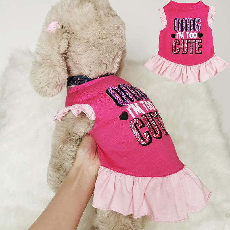 4 Pieces Pet Dog Dress Dog Clothes Girl Puppy Shirt Yorkie Clothes Doggie Dress Dog Apparel For Small Dogs And Cats-Paw Print Pad