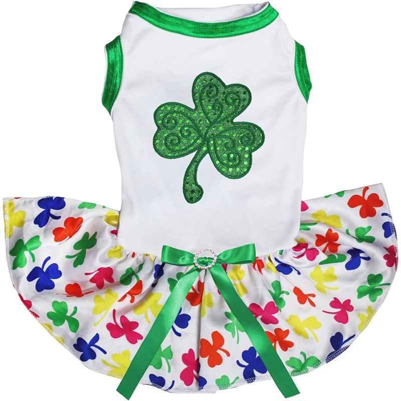 Sequins Clover Puppy Dog Dress-Paw Print Pad