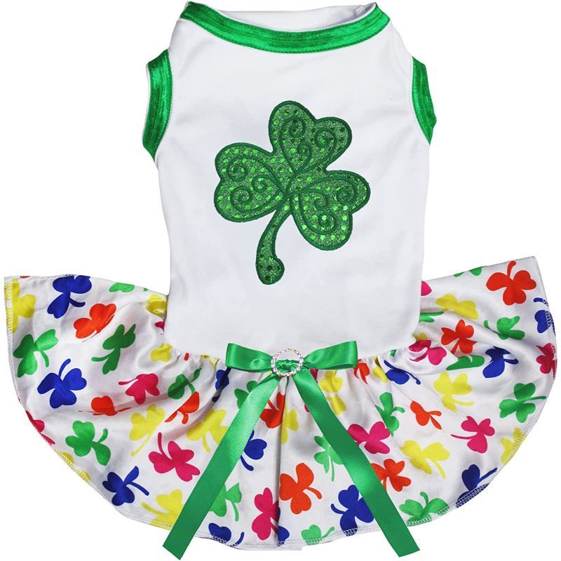Sequins Clover Puppy Dog Dress-Paw Print Pad
