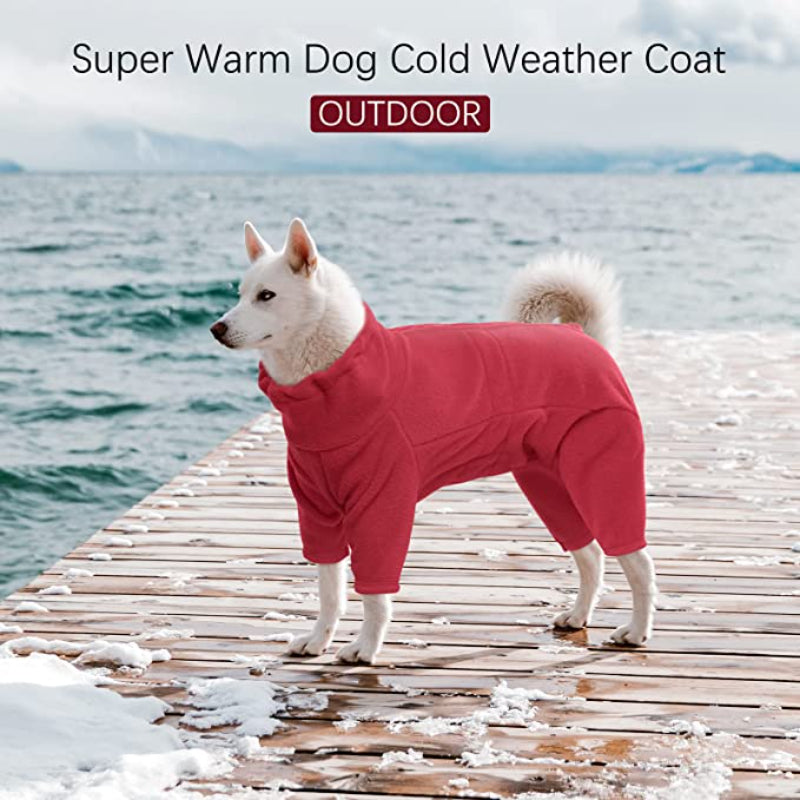 Dog Winter Coat Soft Fleece Pullover Pajamas, Pet Outfit Clothes-Paw Print Pad