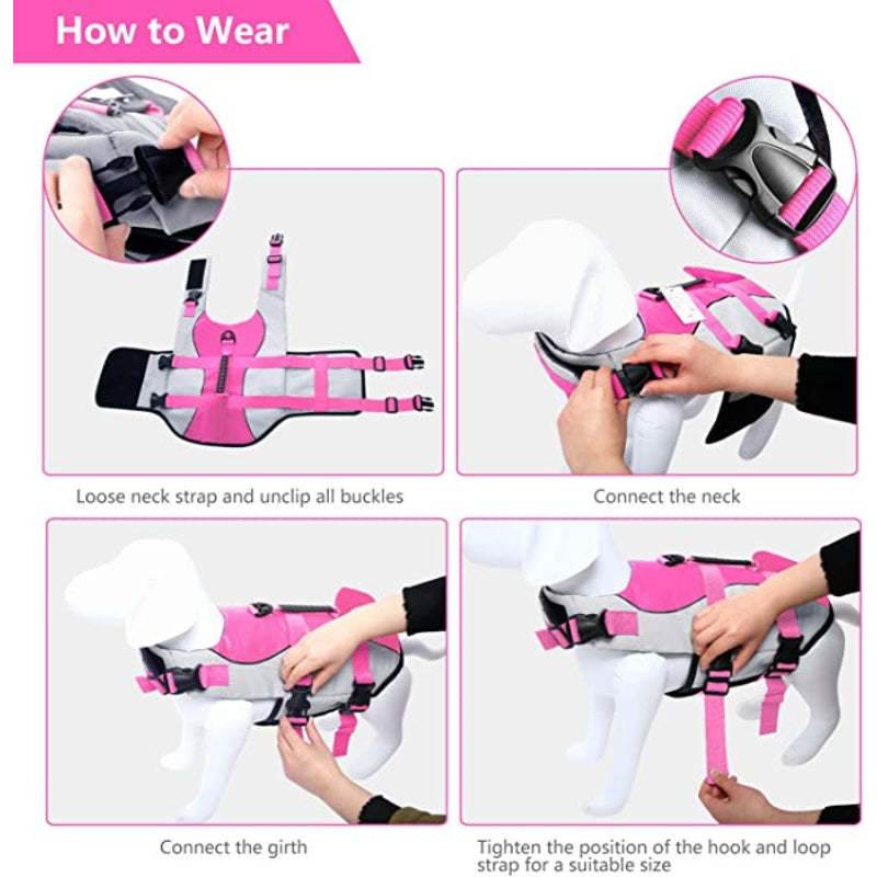 Dog Life Jacket Swimsuit For Pool Floatation Vest For Dogs-Paw Print Pad