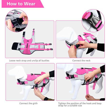 Dog Life Jacket Swimsuit For Pool Floatation Vest For Dogs-Paw Print Pad