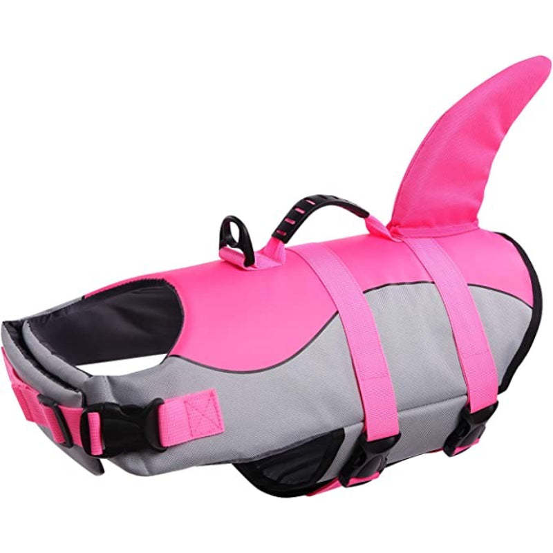 Dog Life Jacket Ripstop Shark Dog Safety Vest Adjustable Vest-Paw Print Pad