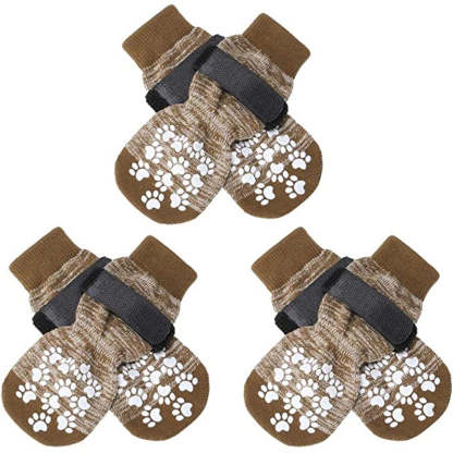 Double Side Anti-Slip Dog Sock With Adjustable Straps-Paw Print Pad