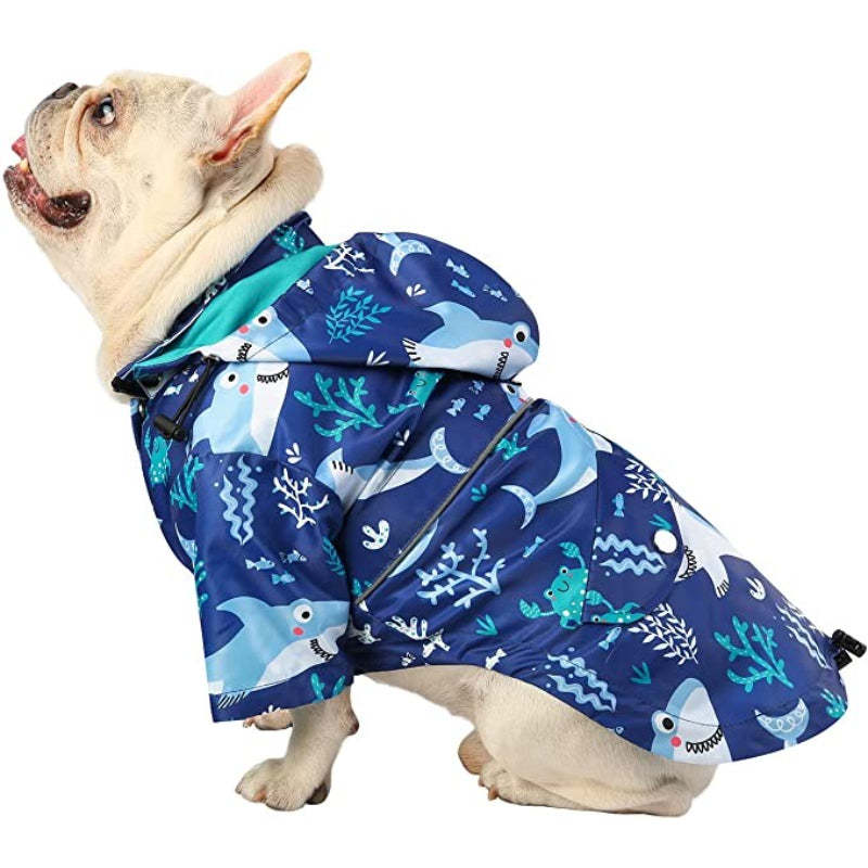 Dog Raincoat Double Layer Zip Rain Jacket With Hood For Small To Large Dogs Yellow - XL-Paw Print Pad