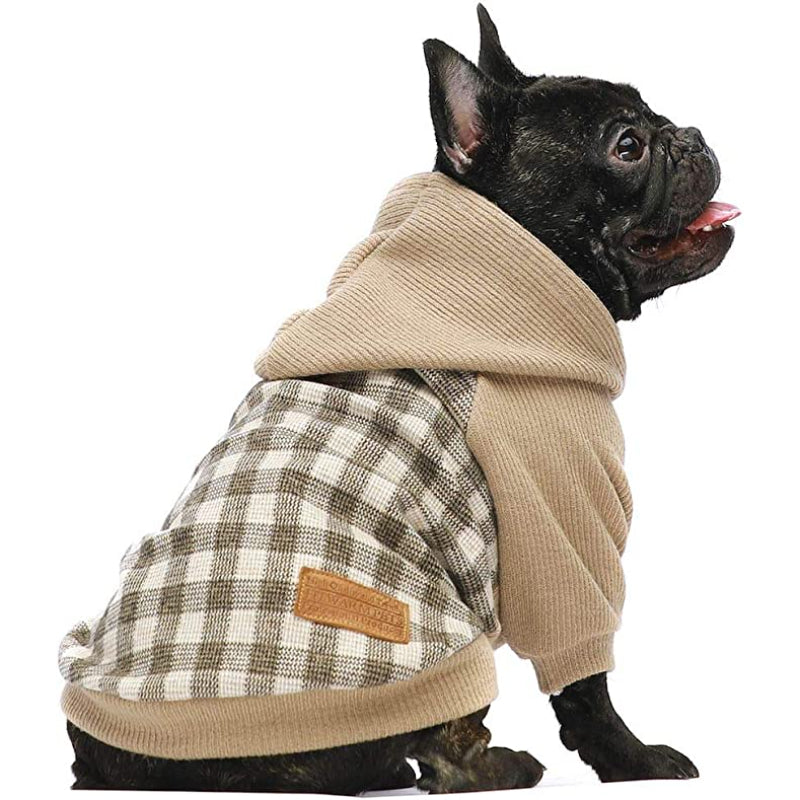 Knitted Pet Clothes Dog Sweater Hoodie Sweatshirts Pullover Cat Jackets White Small-Paw Print Pad
