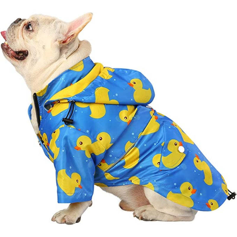 Dog Raincoat Double Layer Zip Rain Jacket With Hood For Small To Large Dogs Yellow - XL-Paw Print Pad
