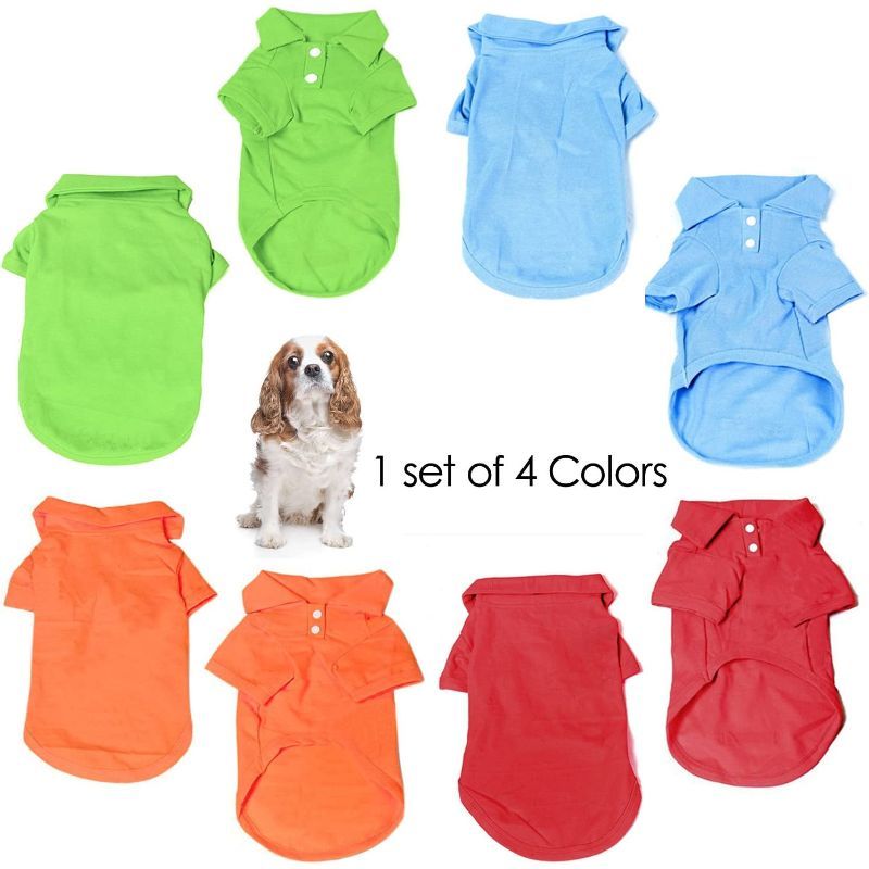 4 Pieces Dog T-Shirt, Breathable Pet Shirts, Puppy Sweatshirt Dog Clothes Outfit Apparel Coats-Paw Print Pad