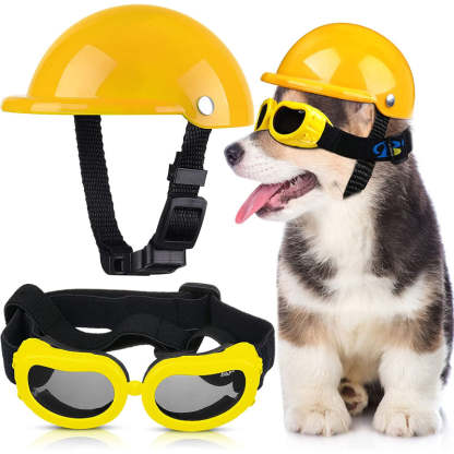 Small Dog Helmet Goggles UV Protection Doggy Sunglasses-Paw Print Pad