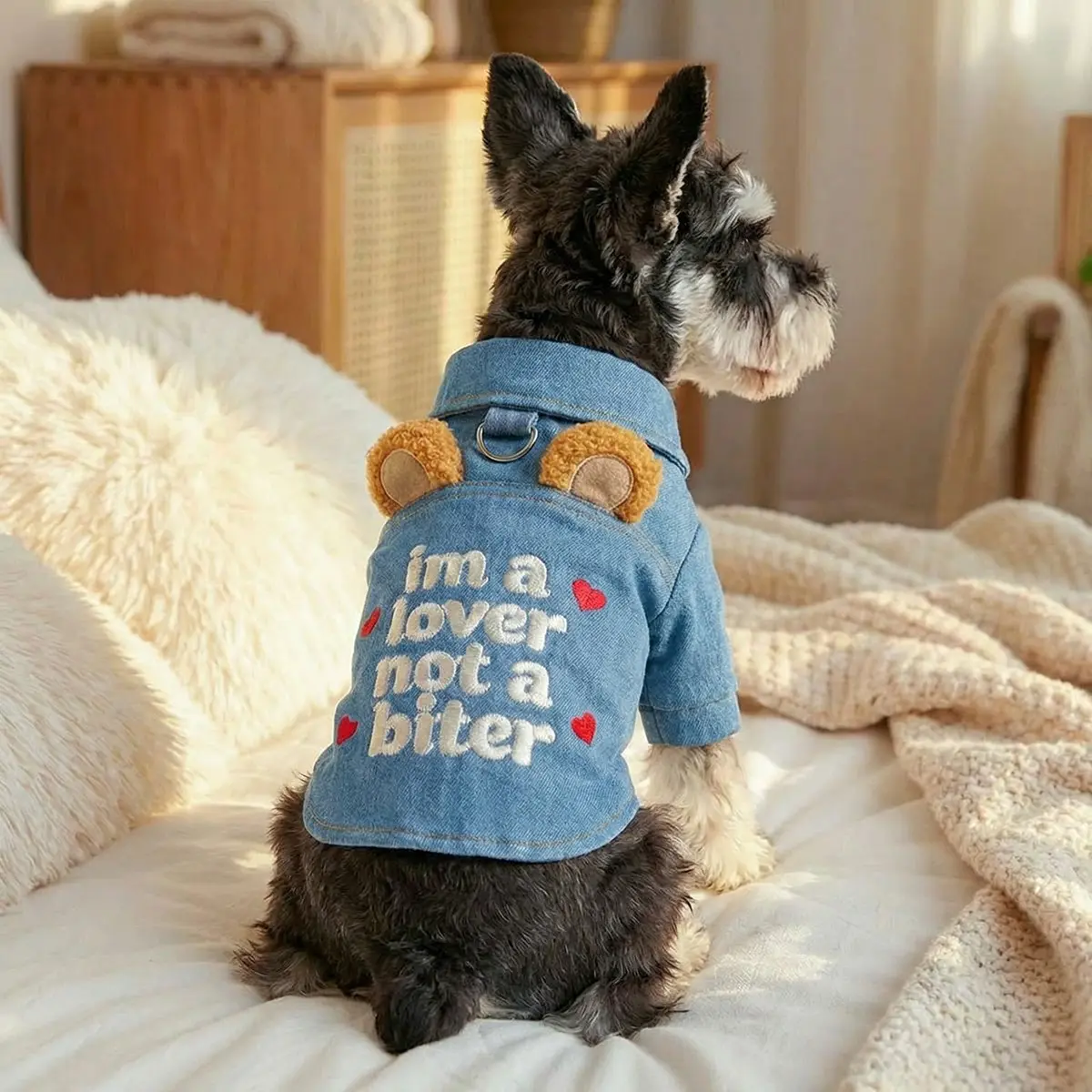 Faux Denim Pet Jacket For Small Dogs Puppies And Cats