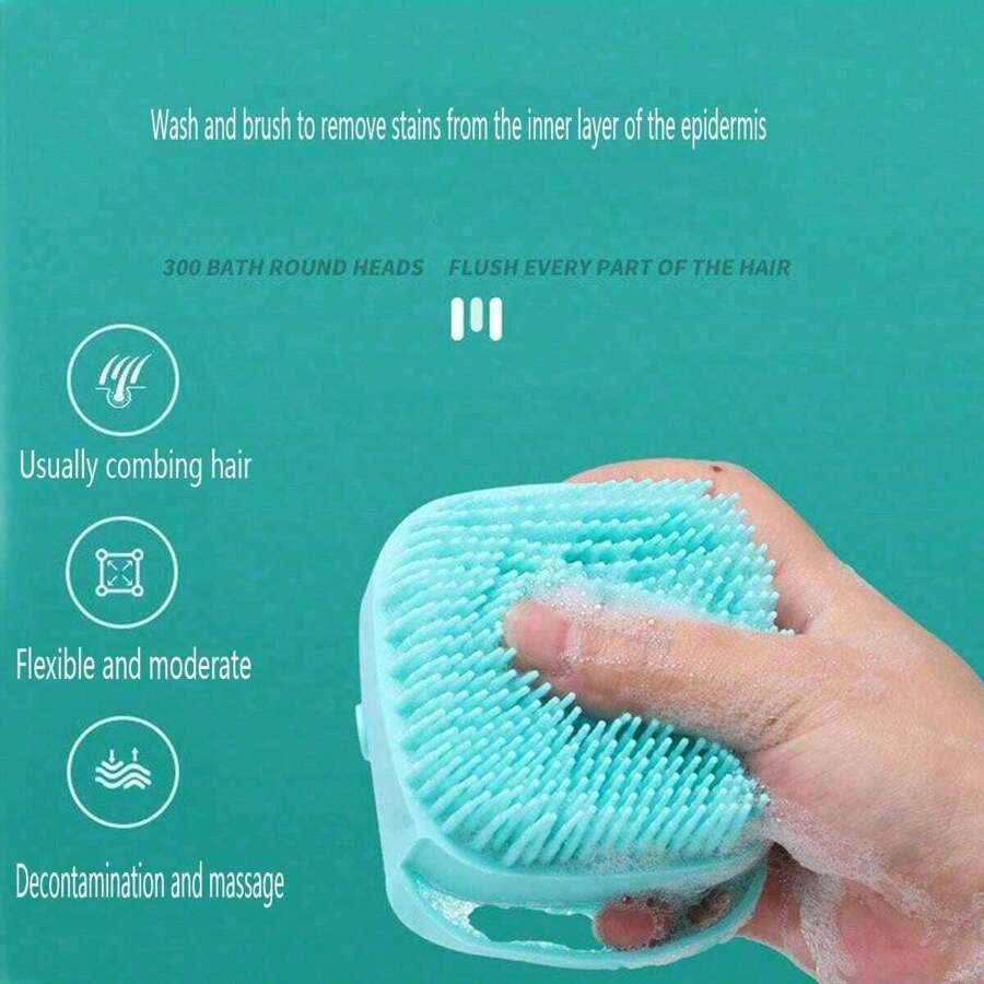 1pc Summer Pet Bath Brush, Silicone Massage Rubber Grooming Tool With Shampoo Storage For Dogs And Cats - Multicolor - View 10
