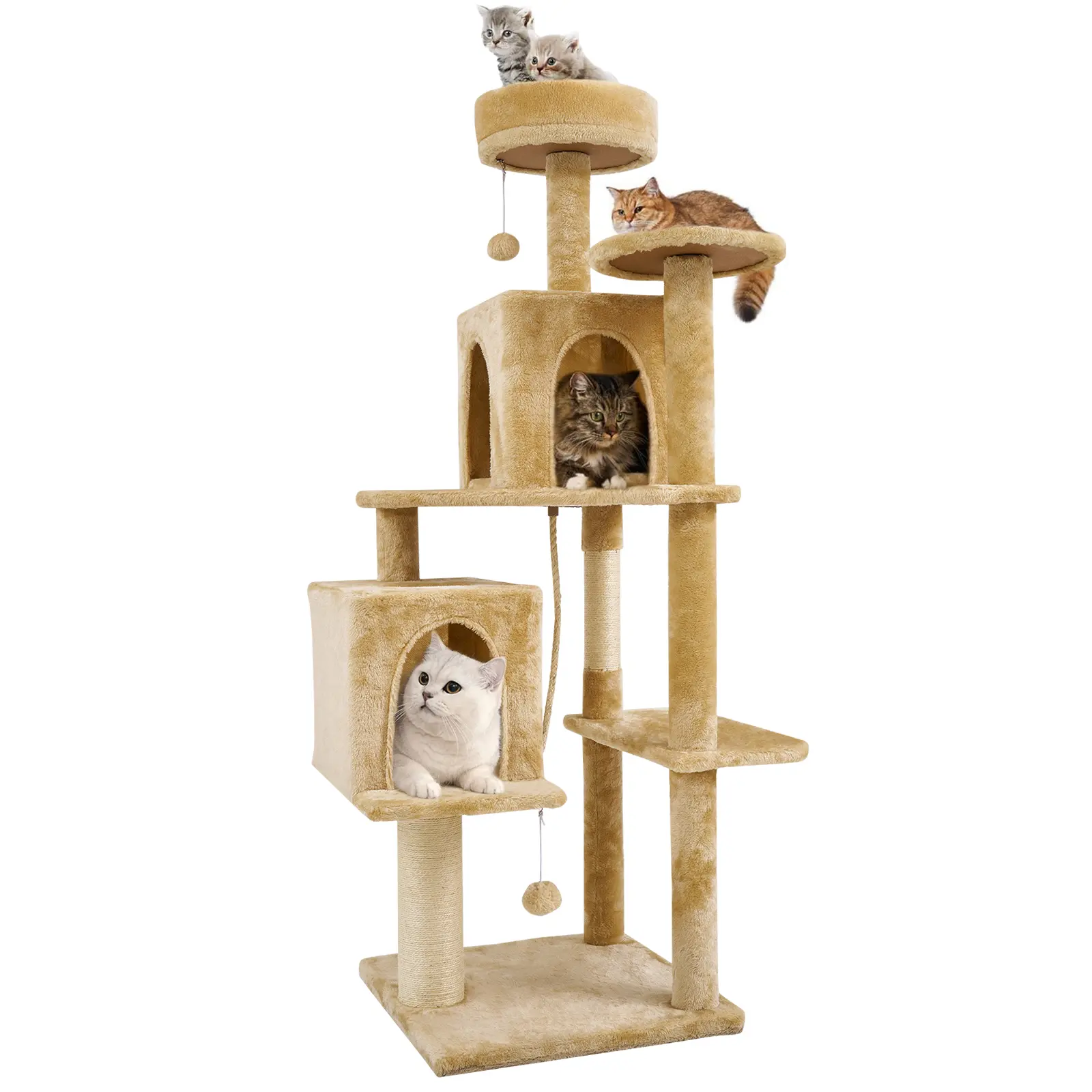 Cozy Indoor Plush Condo Cat Tower For Cats