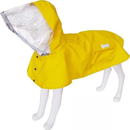 Waterproof Dog Raincoat, Adjustable Reflective Lightweight Pet Rain Clothes With Poncho Hood (Yellow, X-Small)-Paw Print Pad